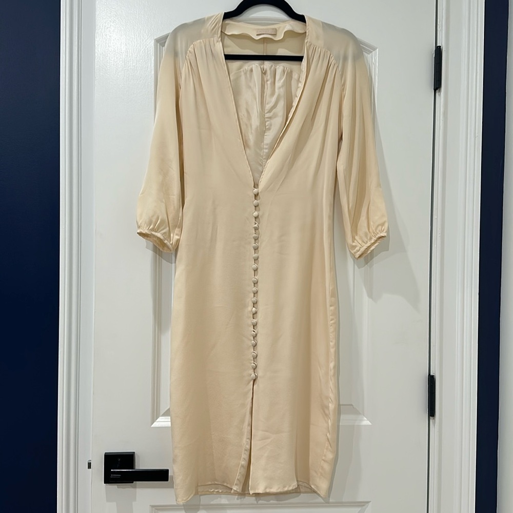 Carmella ivory cream silky dress